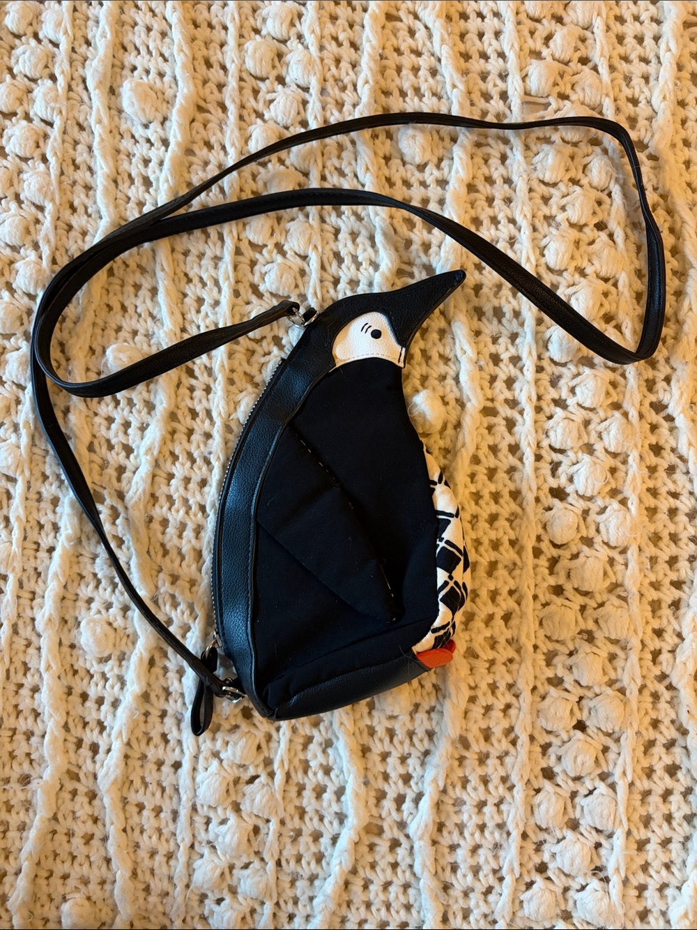 Vera Bradley Black Bird-Shaped Crossbody with Patterned Accent